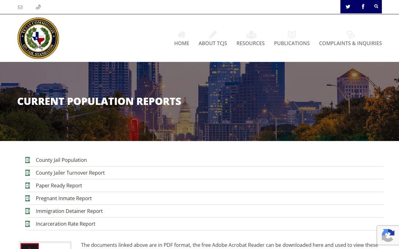 Duval County inmate population TCJS population reports page